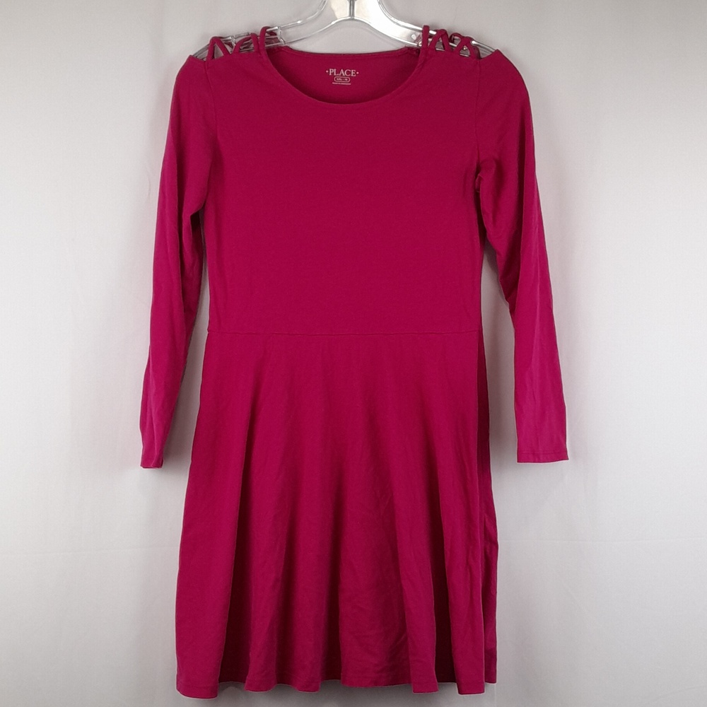 Place Pink Magenta Long Sleeve Cold Shoulder Dress